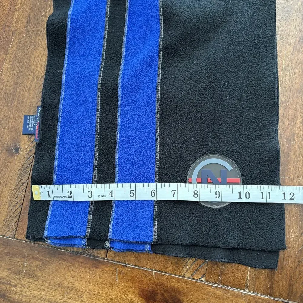 Nautech Fleece Scarf Mens One Size Black Blue Stripe Logo Winter Cold Weather